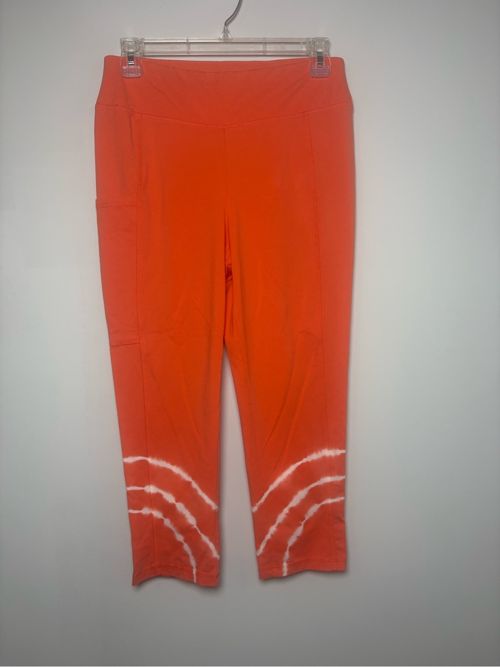 Chico's Bright Orange Tie-Dye Crop Leggings with Side Pocket